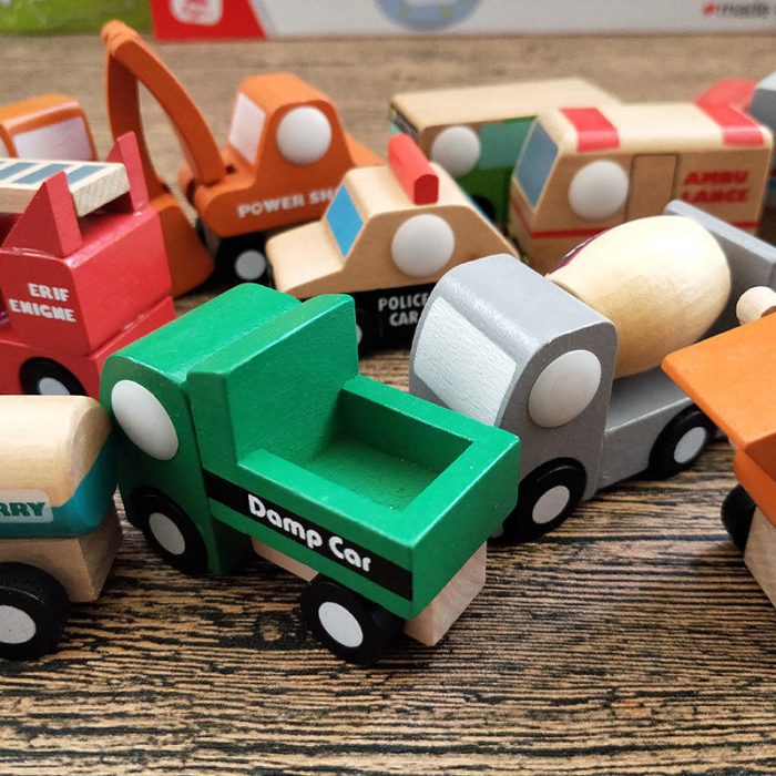 Wooden Mini-Car Set (12 Pieces) - Image 3