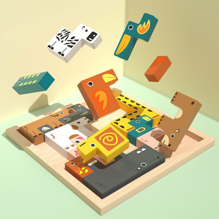Wooden Animal 3D Puzzle & Tetris Game - Image 5