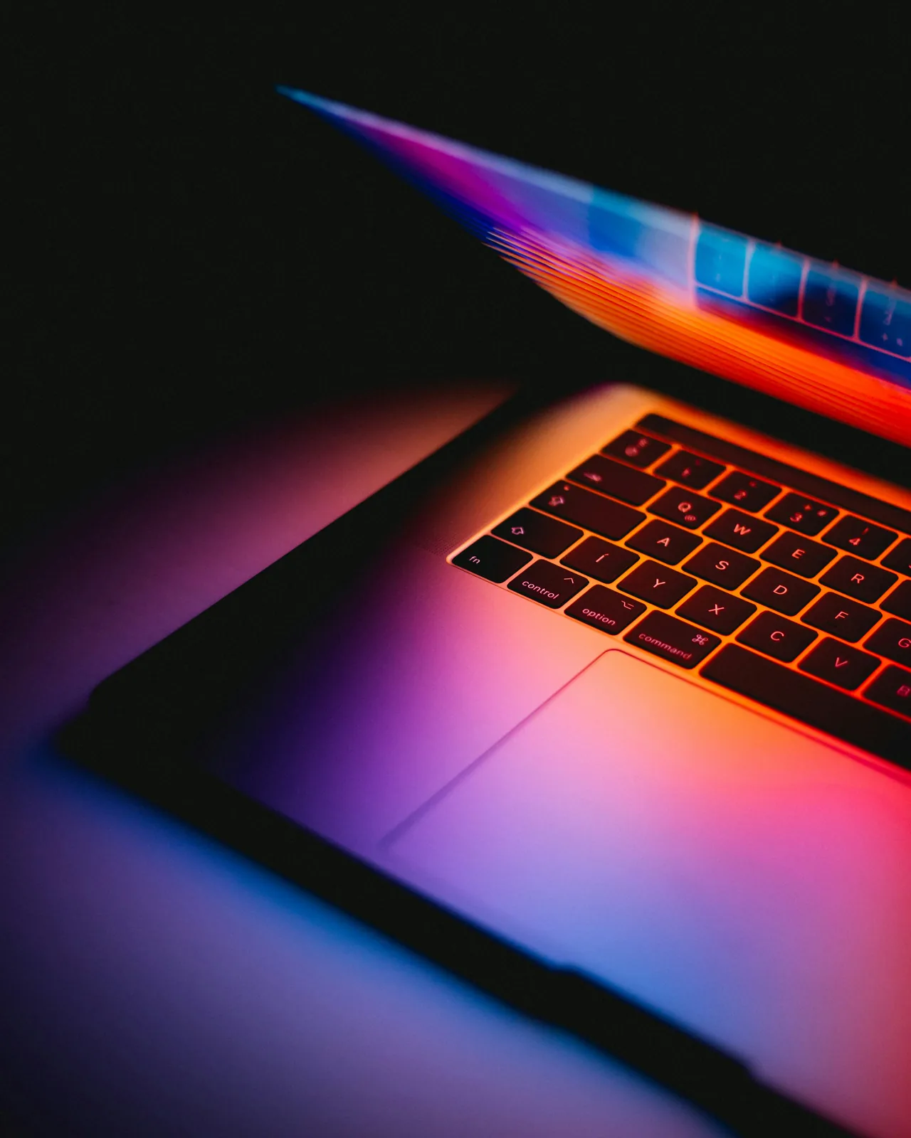 New laptop opening on a desk